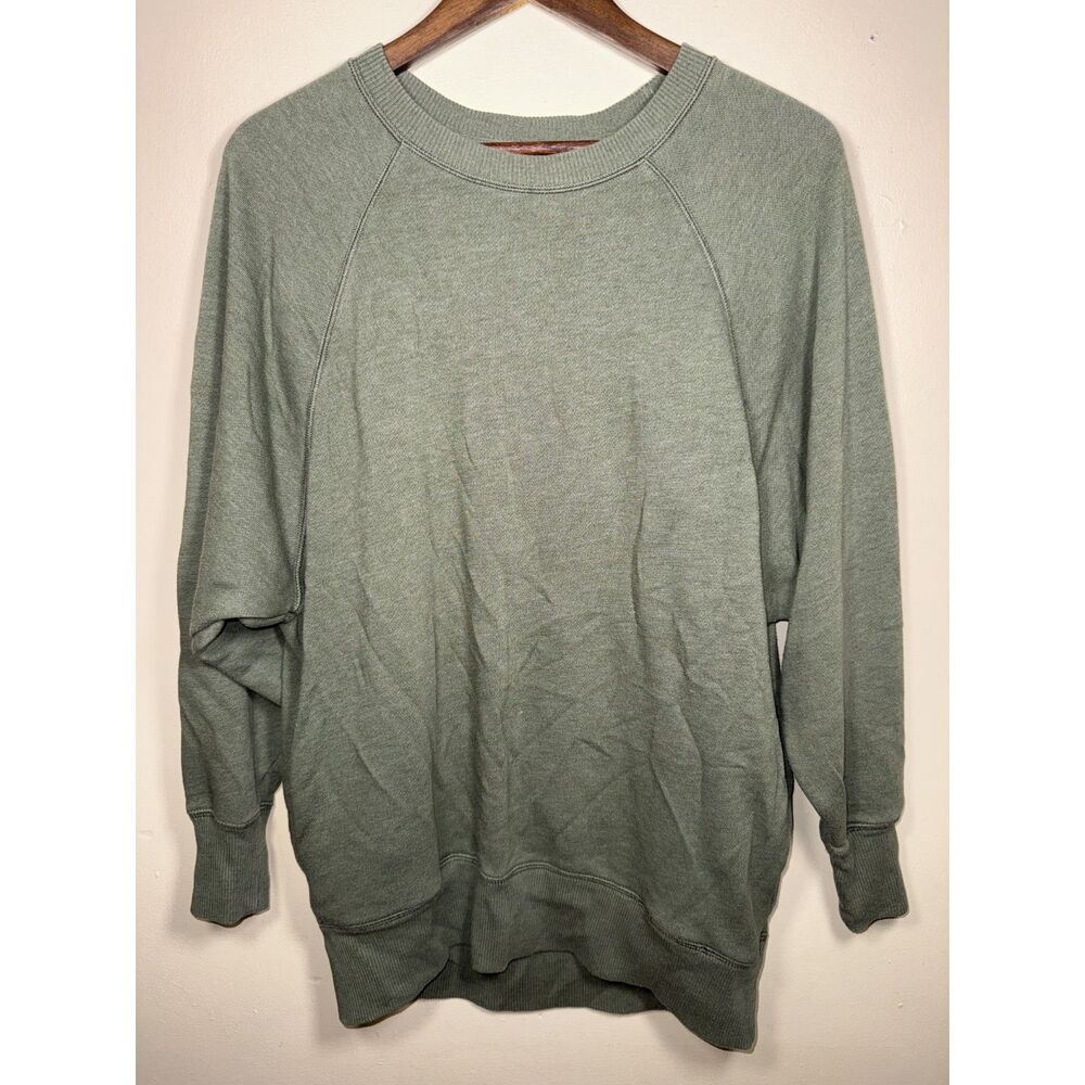 Aerie Oversized Crewneck Sweatshirt Small Olive Sage Green Pockets Raglan Fleece